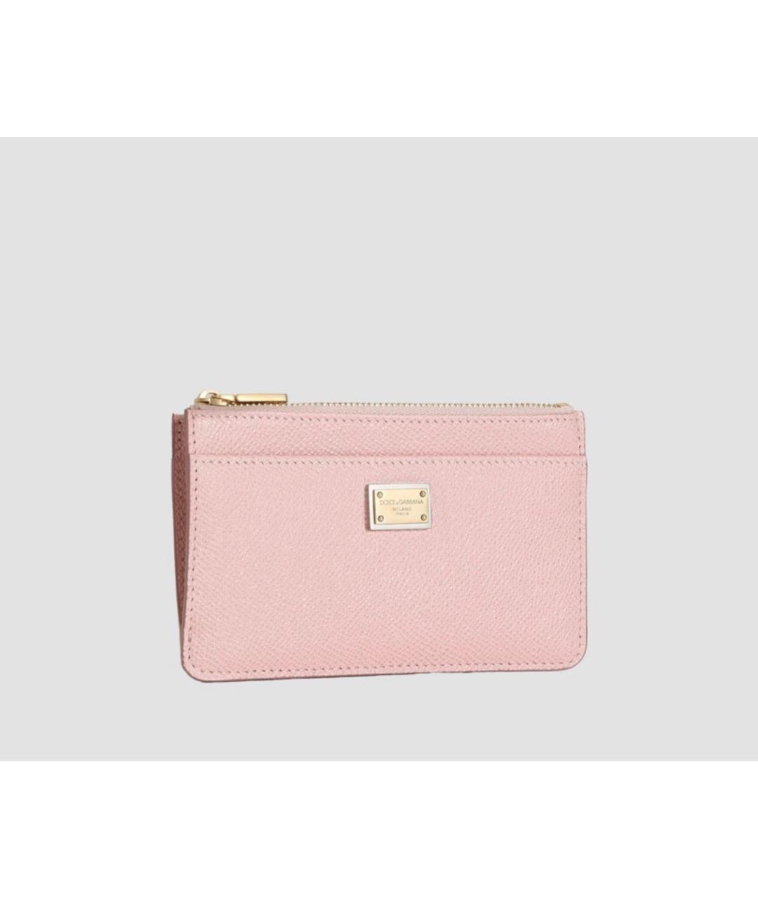 DOLCE&GABBANA Розовый кожаный кардхолдер, фото 2