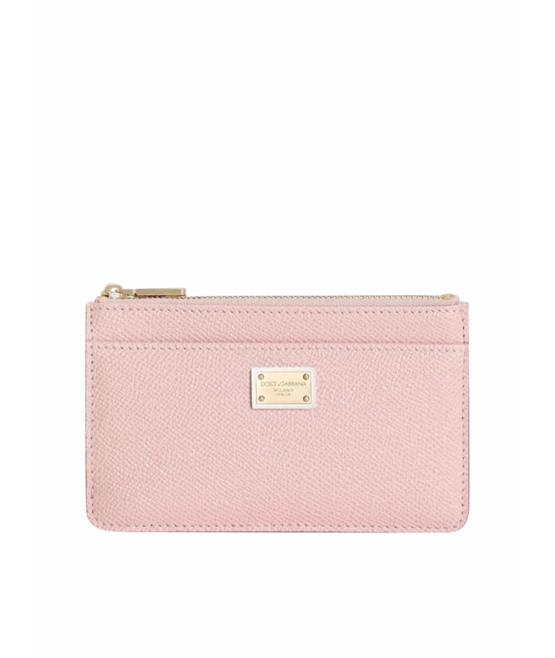 DOLCE&GABBANA Розовый кожаный кардхолдер, фото 1