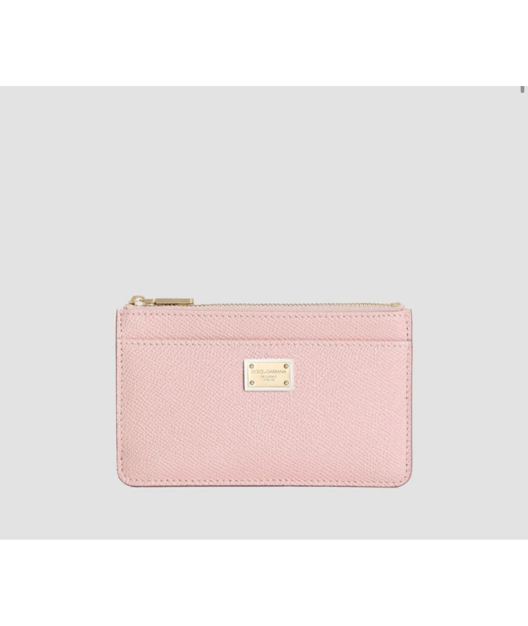 DOLCE&GABBANA Розовый кожаный кардхолдер, фото 5