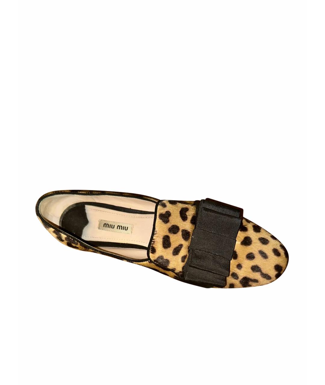 MIU MIU Коричневые кожаные лоферы, фото 1