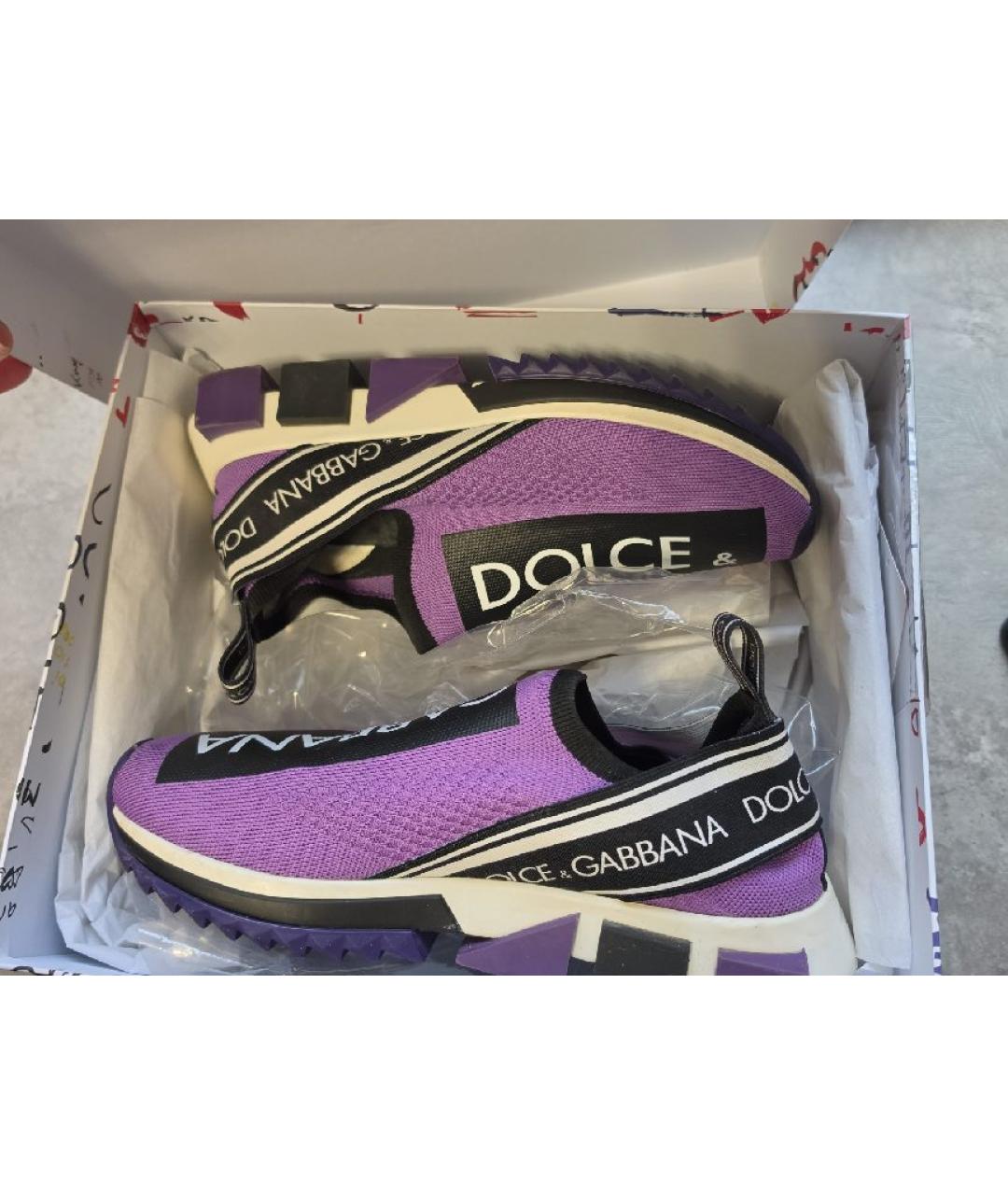 DOLCE&GABBANA Фиолетовые текстильные кроссовки, фото 5