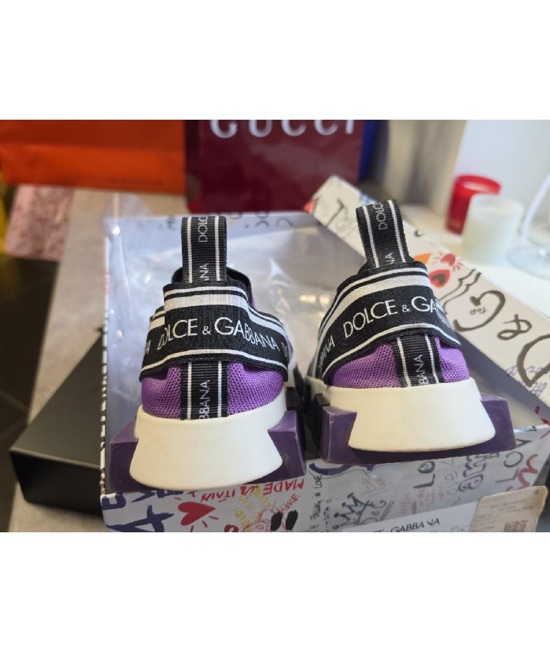 DOLCE&GABBANA Фиолетовые текстильные кроссовки, фото 3