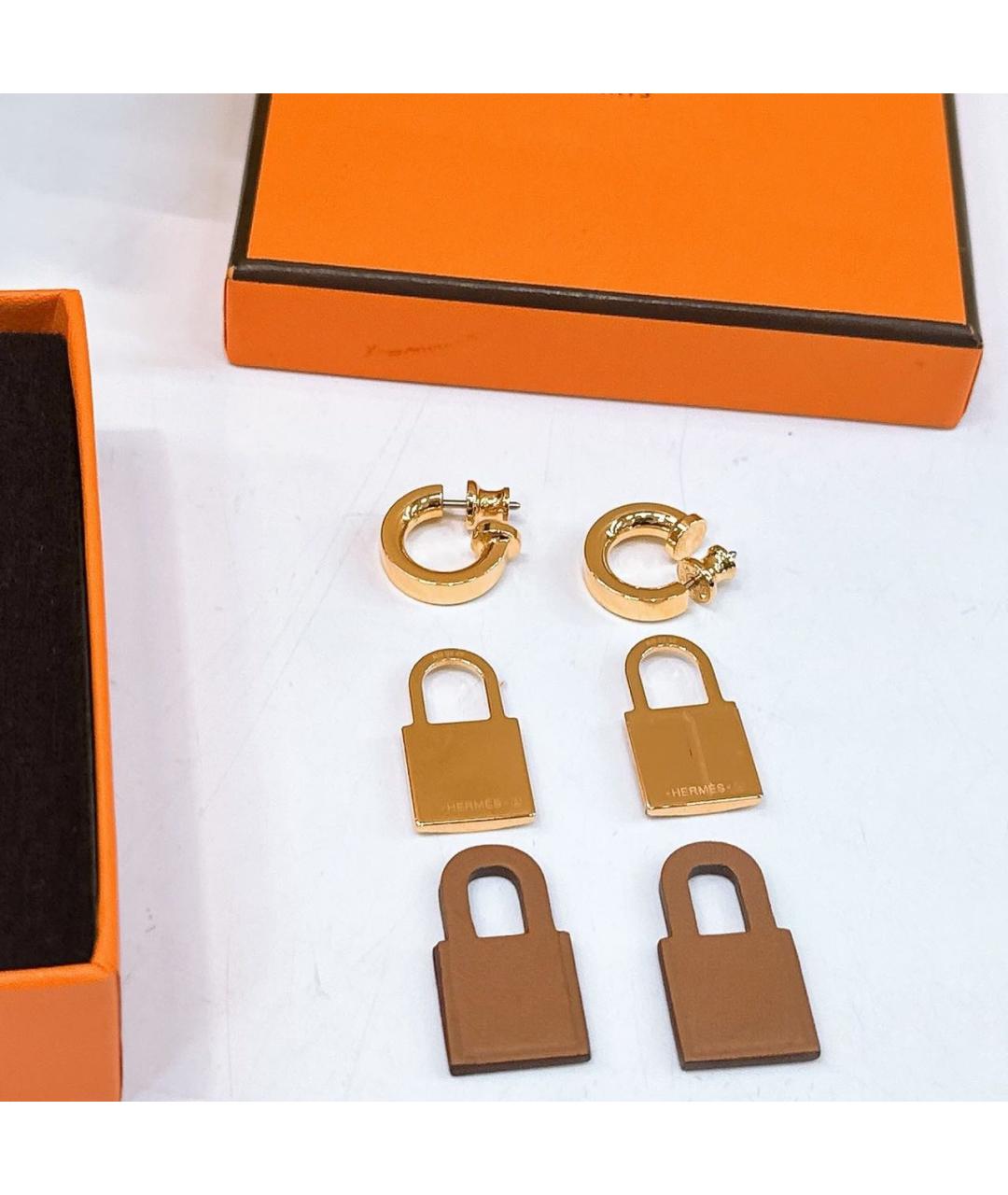 HERMES Золотые металлические серьги, фото 5