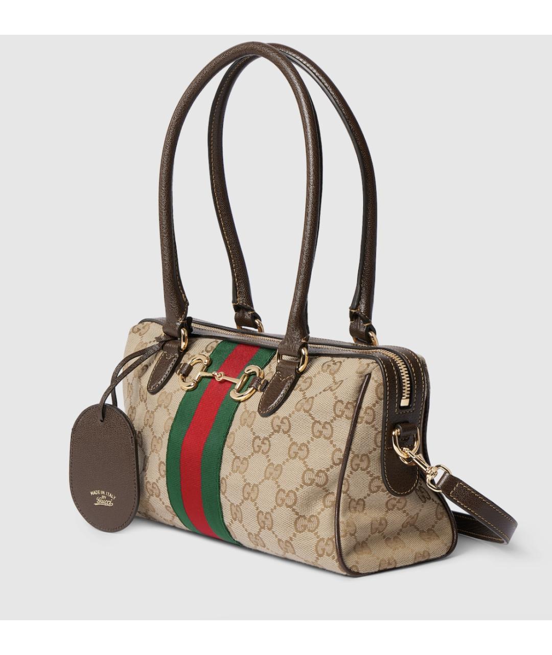 GUCCI Бежевая жаккардовая сумка тоут, фото 2