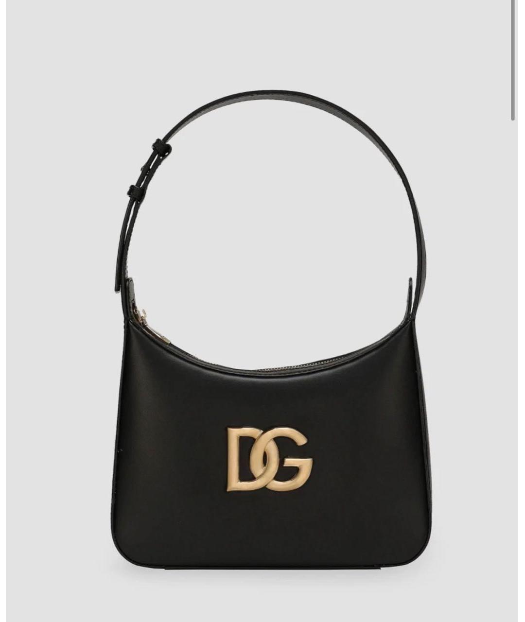 DOLCE&GABBANA Черная кожаная сумка с короткими ручками, фото 6