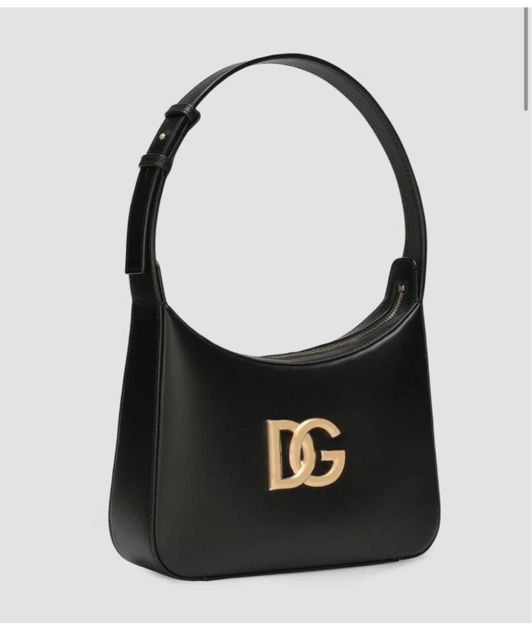 DOLCE&GABBANA Черная кожаная сумка с короткими ручками, фото 2