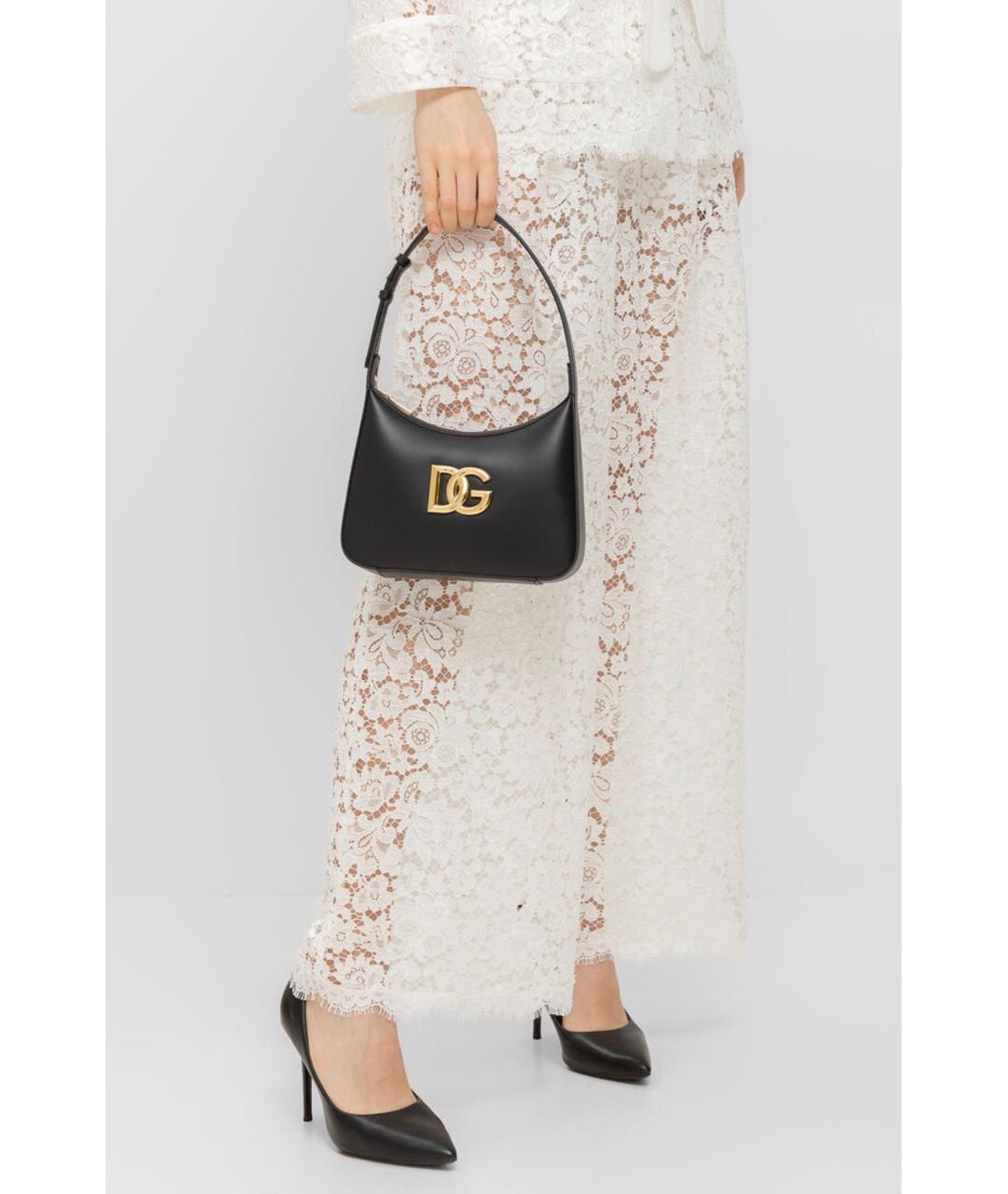 DOLCE&GABBANA Черная кожаная сумка с короткими ручками, фото 5