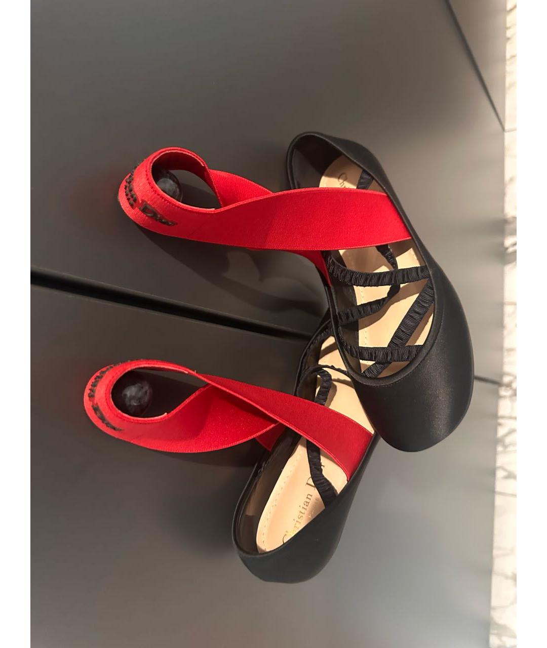 CHRISTIAN DIOR Черные текстильные балетки, фото 4