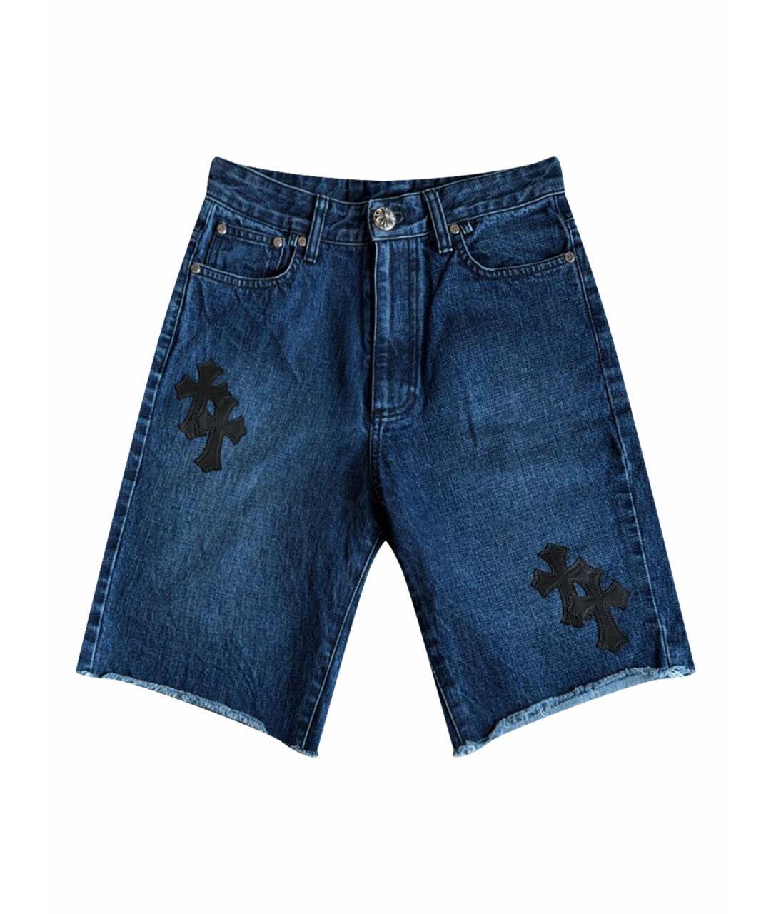 CHROME HEARTS Темно-синие хлопковые шорты, фото 1