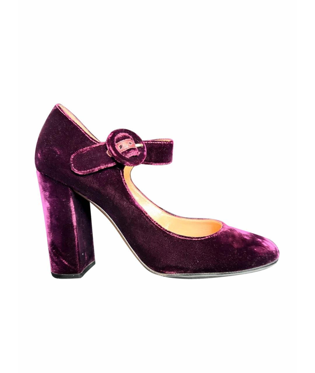 GIANVITO ROSSI Бордовые бархатные туфли, фото 1