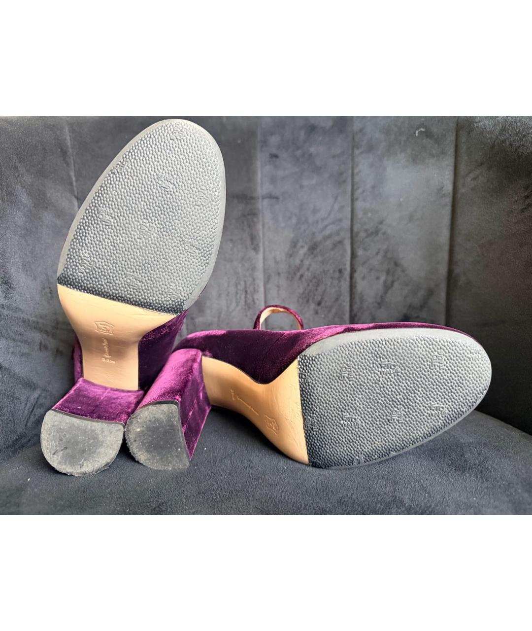 GIANVITO ROSSI Бордовые бархатные туфли, фото 5