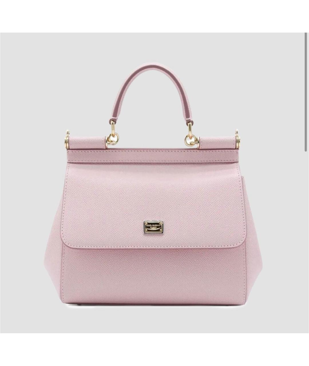 DOLCE&GABBANA Розовая кожаная сумка с короткими ручками, фото 4