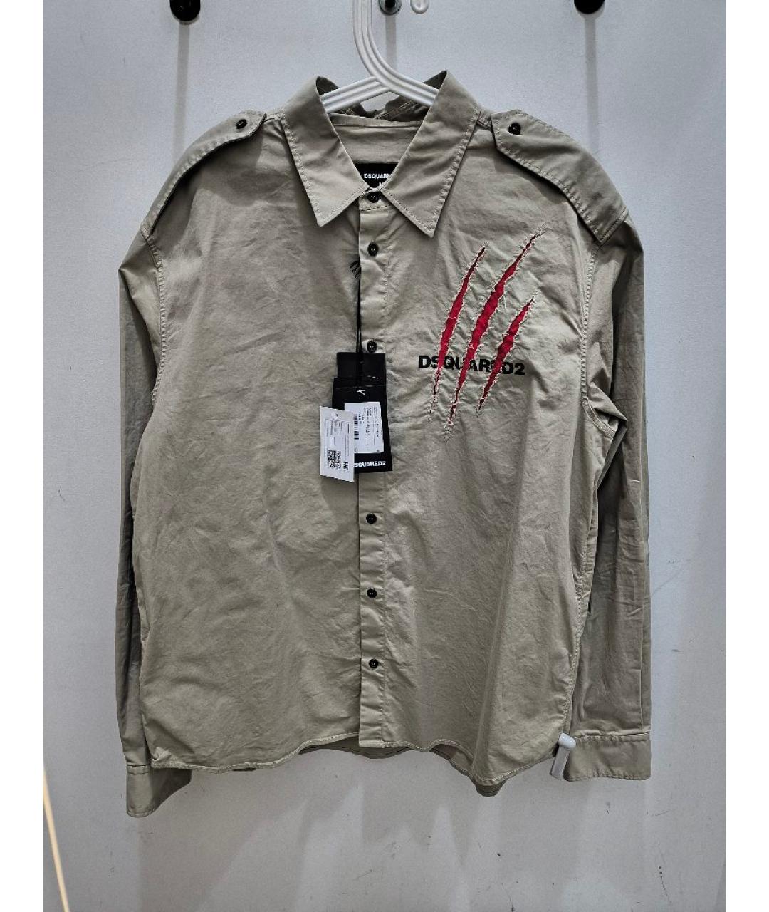 DSQUARED2 Бежевая хлопковая кэжуал рубашка, фото 5