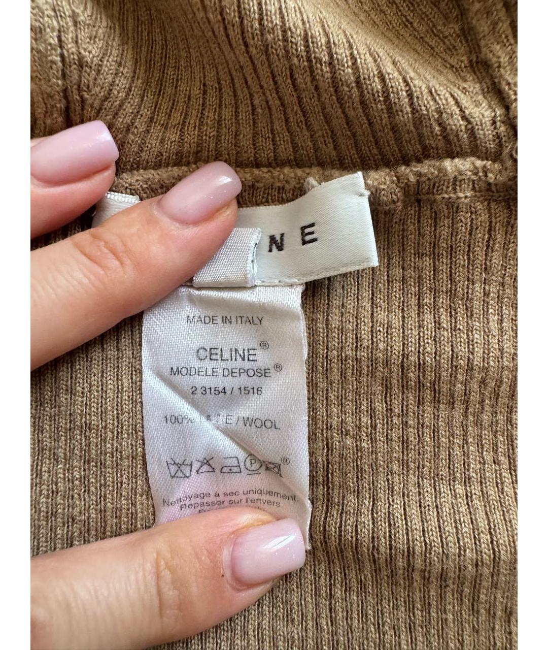 CELINE Коричневая шерстяная водолазка, фото 4