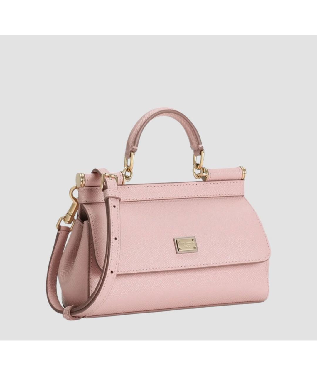 DOLCE&GABBANA Розовая кожаная сумка с короткими ручками, фото 2