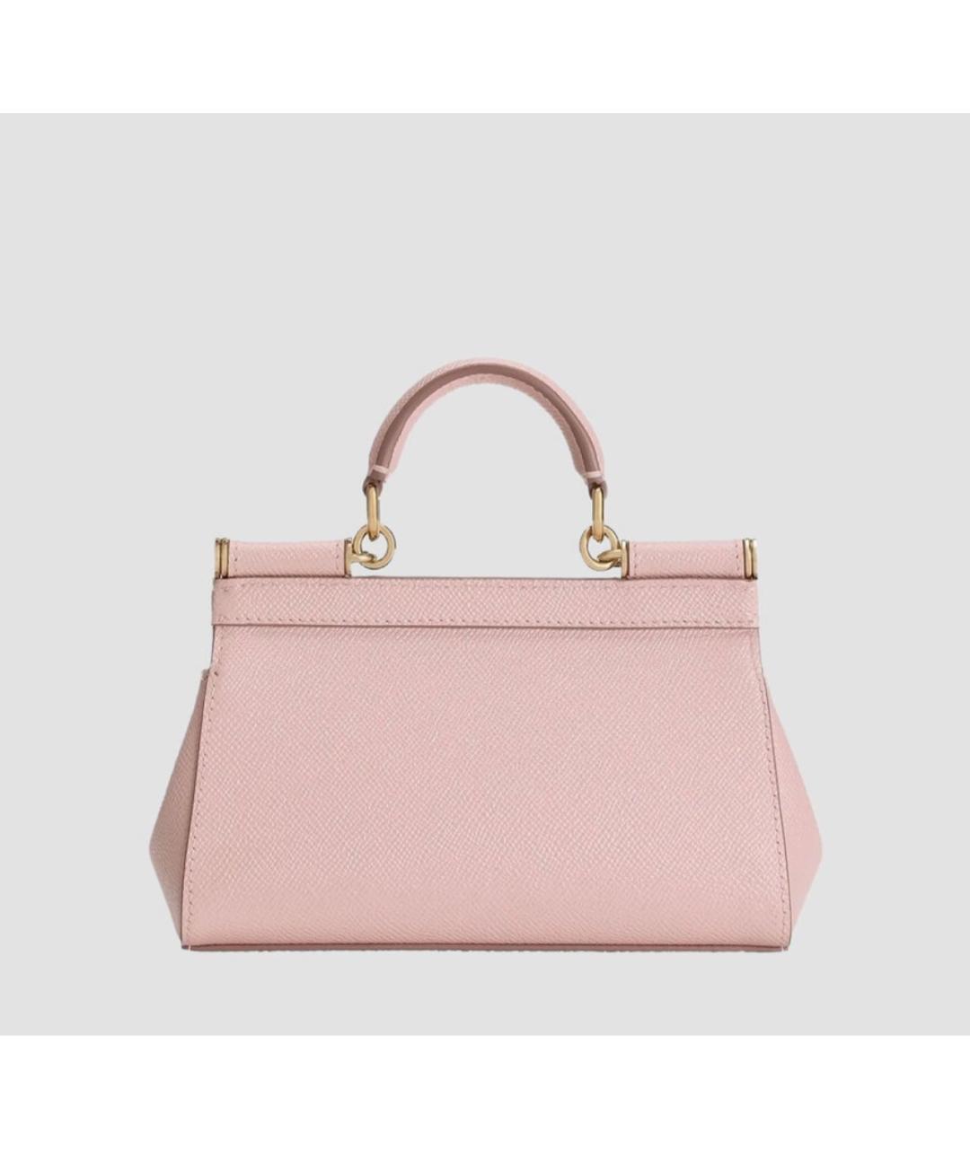 DOLCE&GABBANA Розовая кожаная сумка с короткими ручками, фото 3