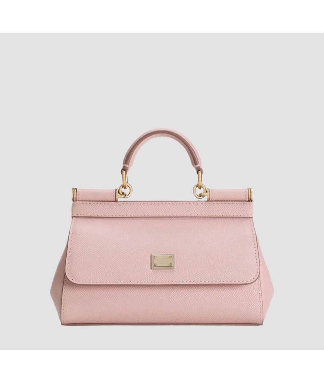 DOLCE&GABBANA Розовая кожаная сумка с короткими ручками, фото 6