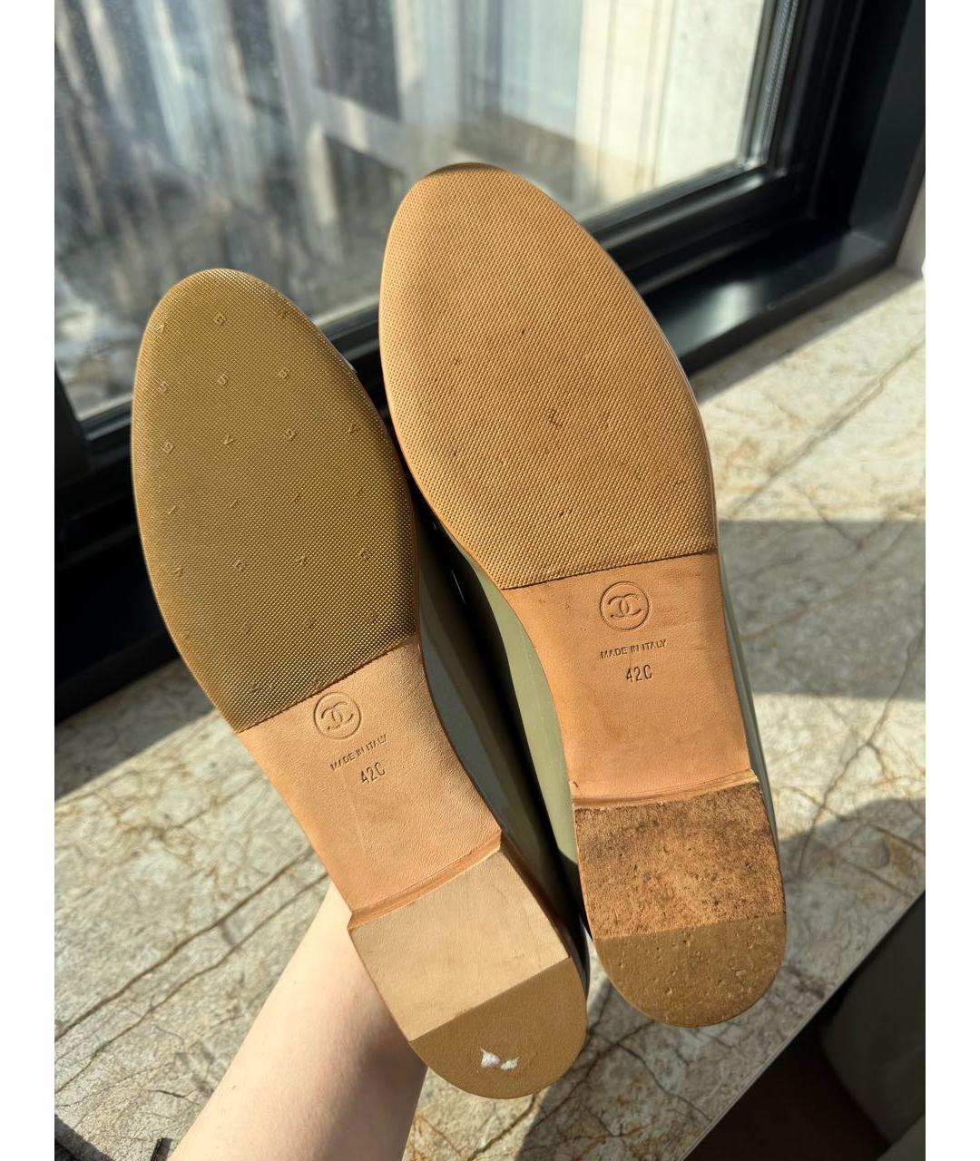 CHRISTIAN DIOR Хаки балетки из лакированной кожи, фото 5