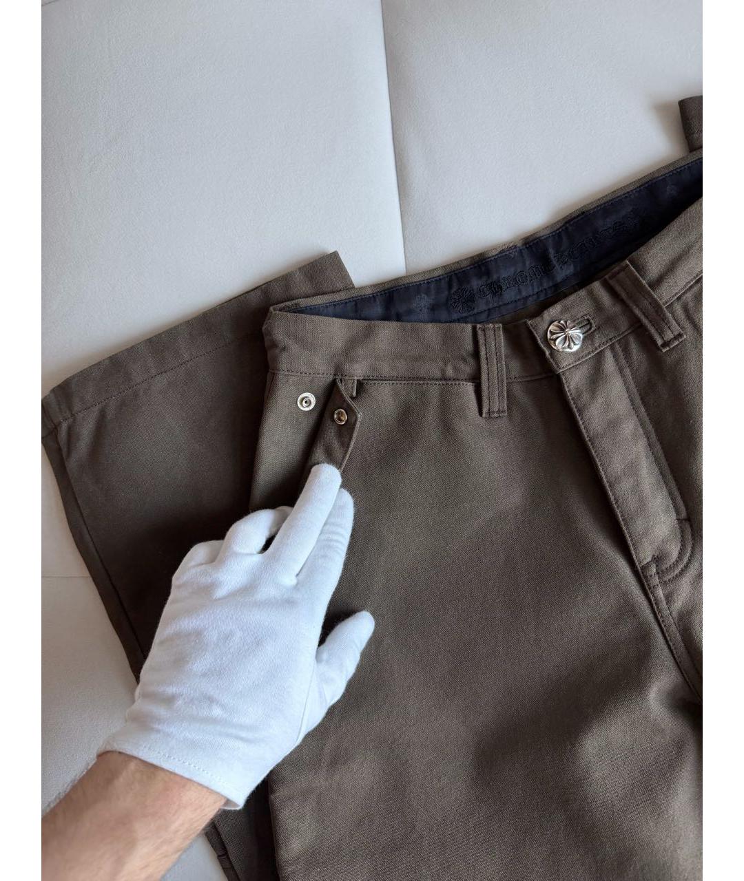 CHROME HEARTS Коричневые хлопковые прямые джинсы, фото 7