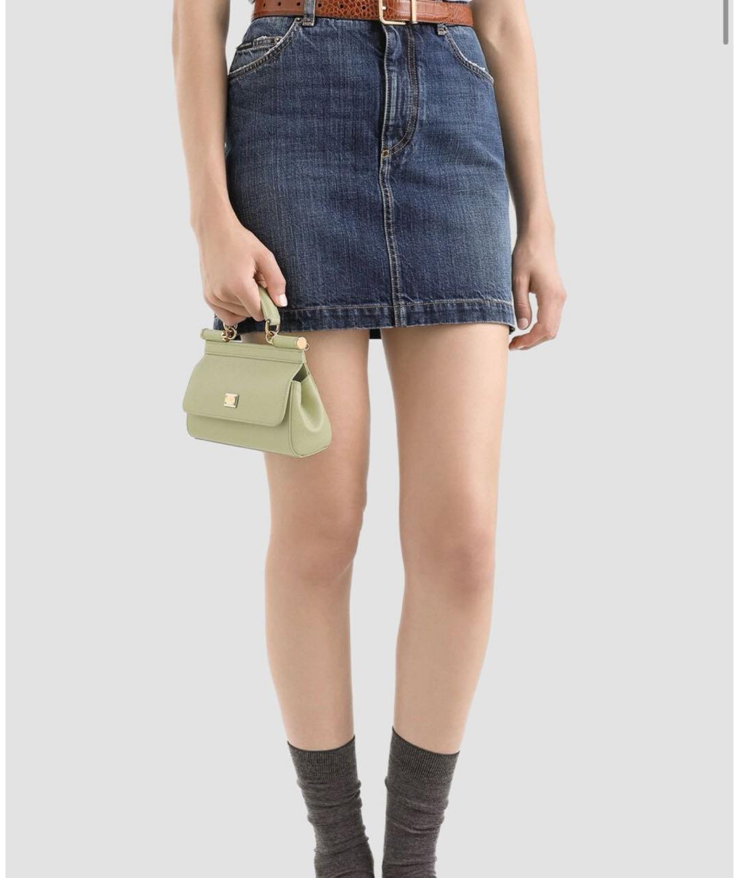 DOLCE&GABBANA Салатовая кожаная сумка с короткими ручками, фото 6