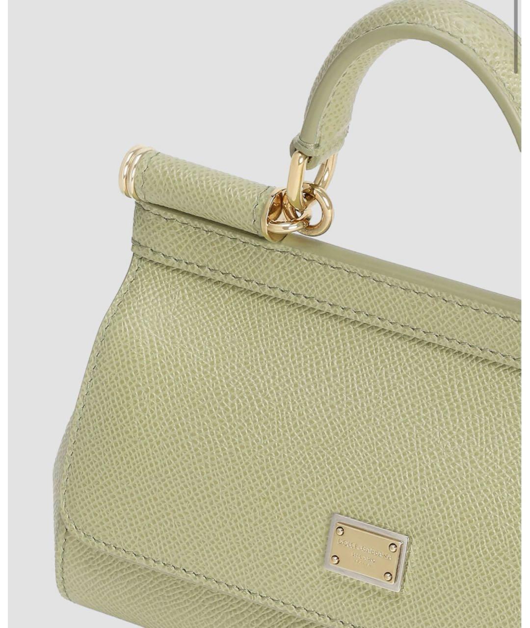 DOLCE&GABBANA Салатовая кожаная сумка с короткими ручками, фото 5
