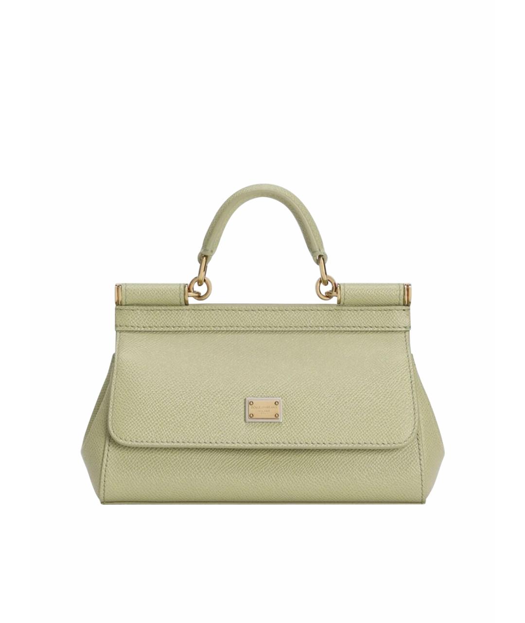 DOLCE&GABBANA Салатовая кожаная сумка с короткими ручками, фото 1