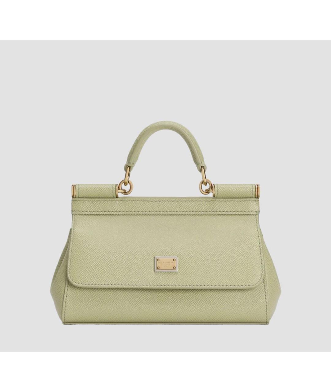 DOLCE&GABBANA Салатовая кожаная сумка с короткими ручками, фото 7