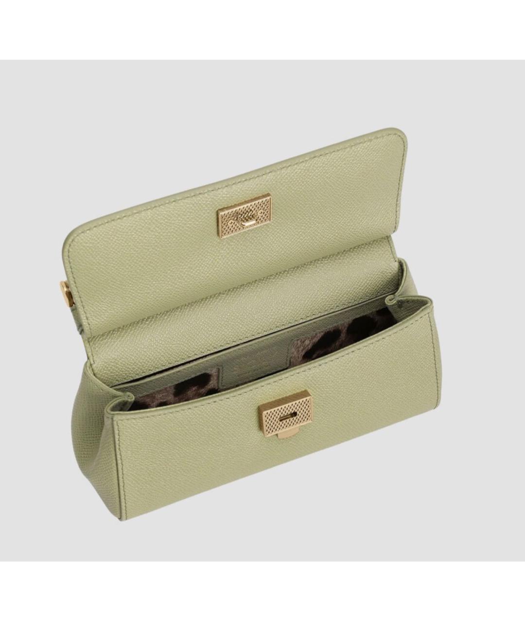 DOLCE&GABBANA Салатовая кожаная сумка с короткими ручками, фото 4