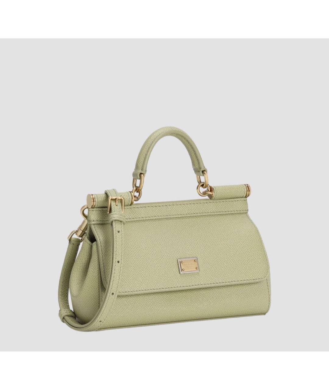 DOLCE&GABBANA Салатовая кожаная сумка с короткими ручками, фото 2