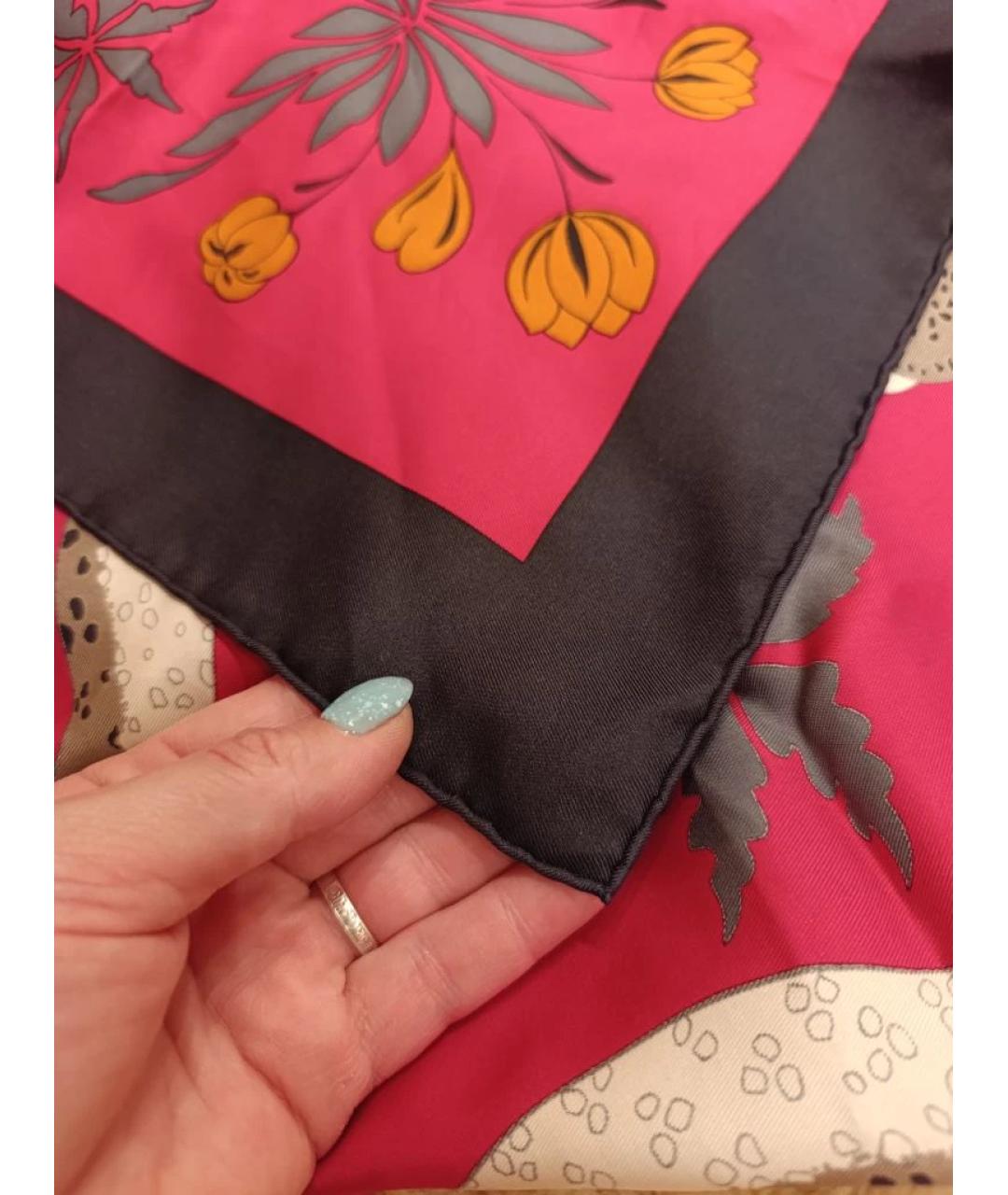 HERMES Розовый шелковый платок, фото 2