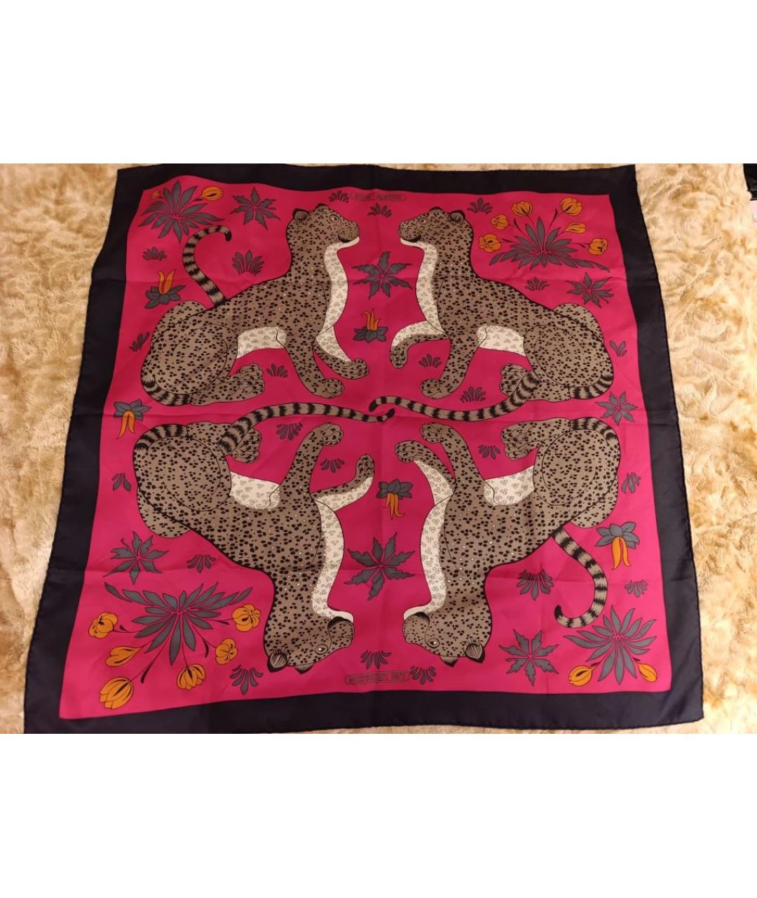 HERMES Розовый шелковый платок, фото 5