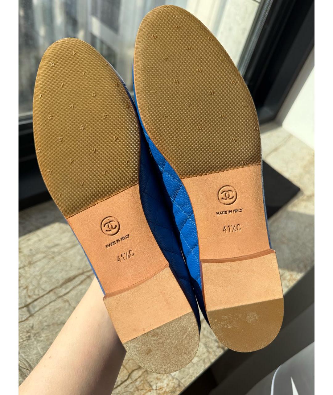 CHANEL Синие кожаные балетки, фото 5