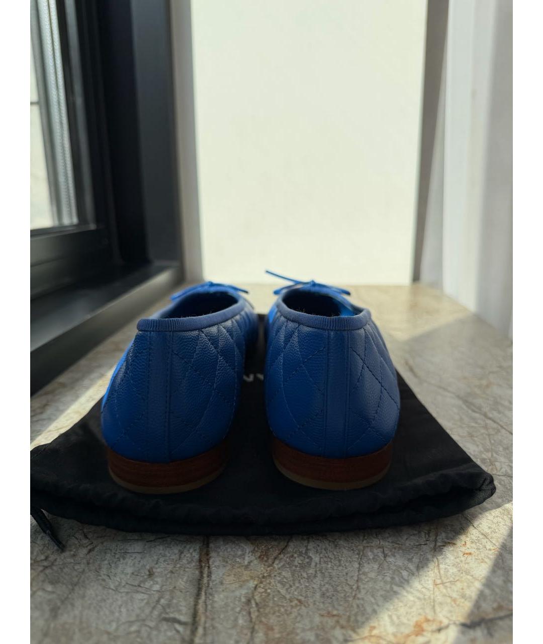 CHANEL Синие кожаные балетки, фото 4