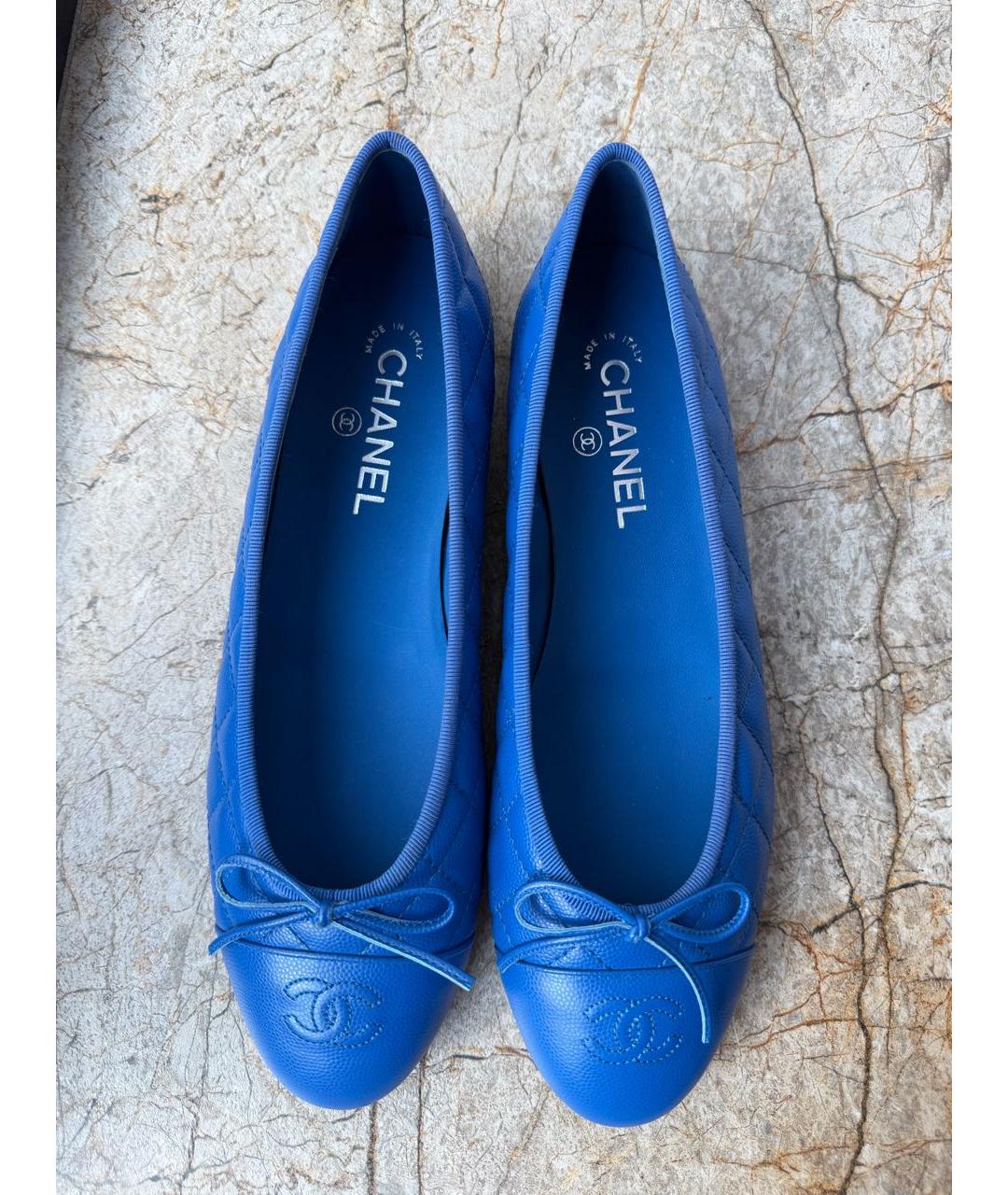 CHANEL Синие кожаные балетки, фото 3