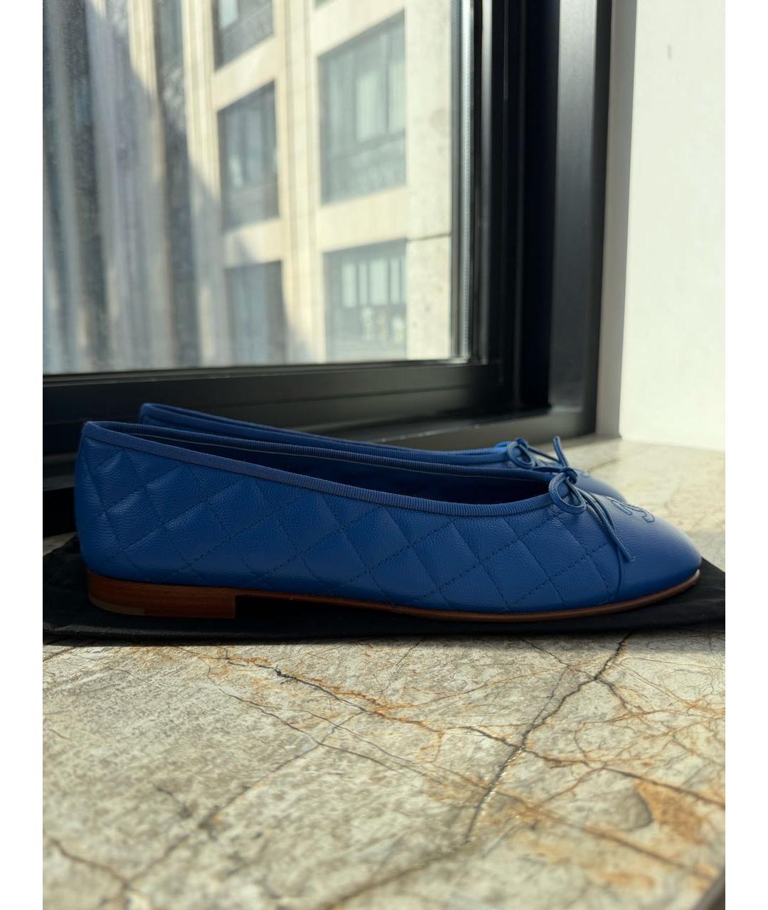 CHANEL Синие кожаные балетки, фото 7