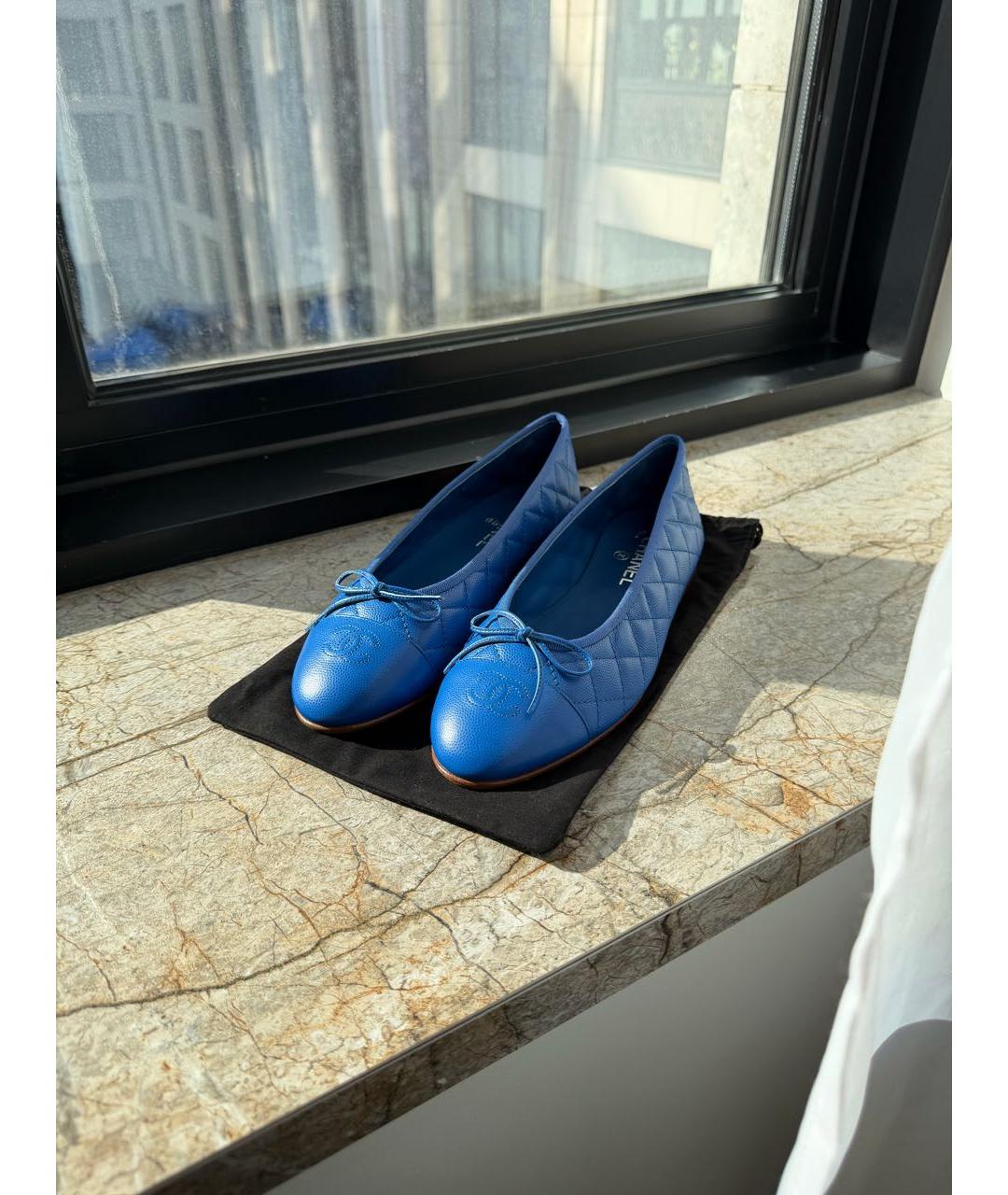 CHANEL Синие кожаные балетки, фото 6