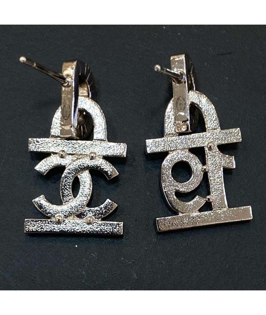CHANEL Черные металлические серьги, фото 4