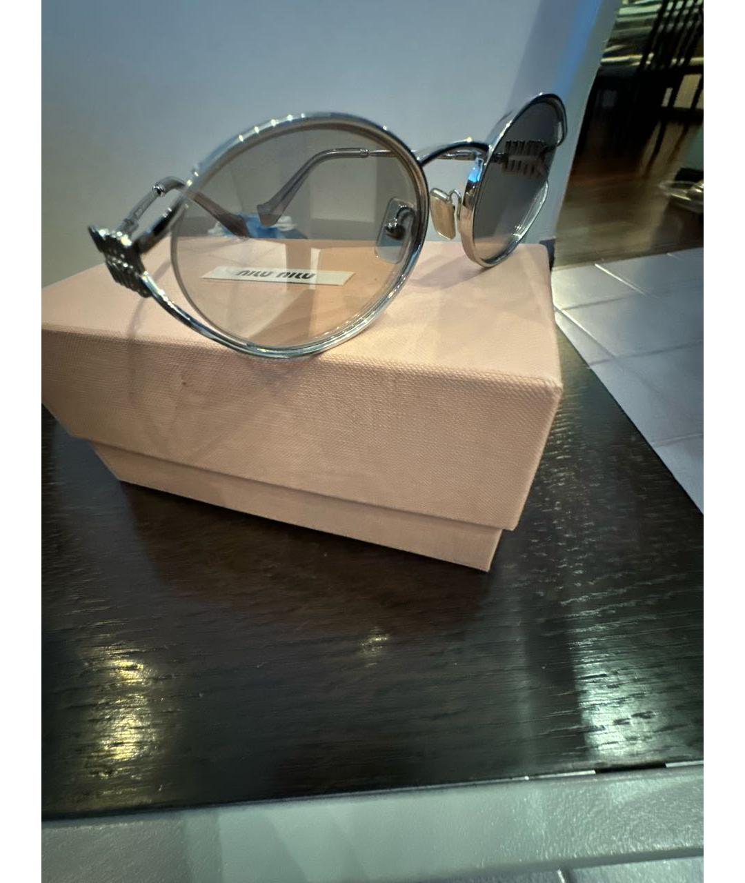 MIU MIU Серебряные металлические солнцезащитные очки, фото 3