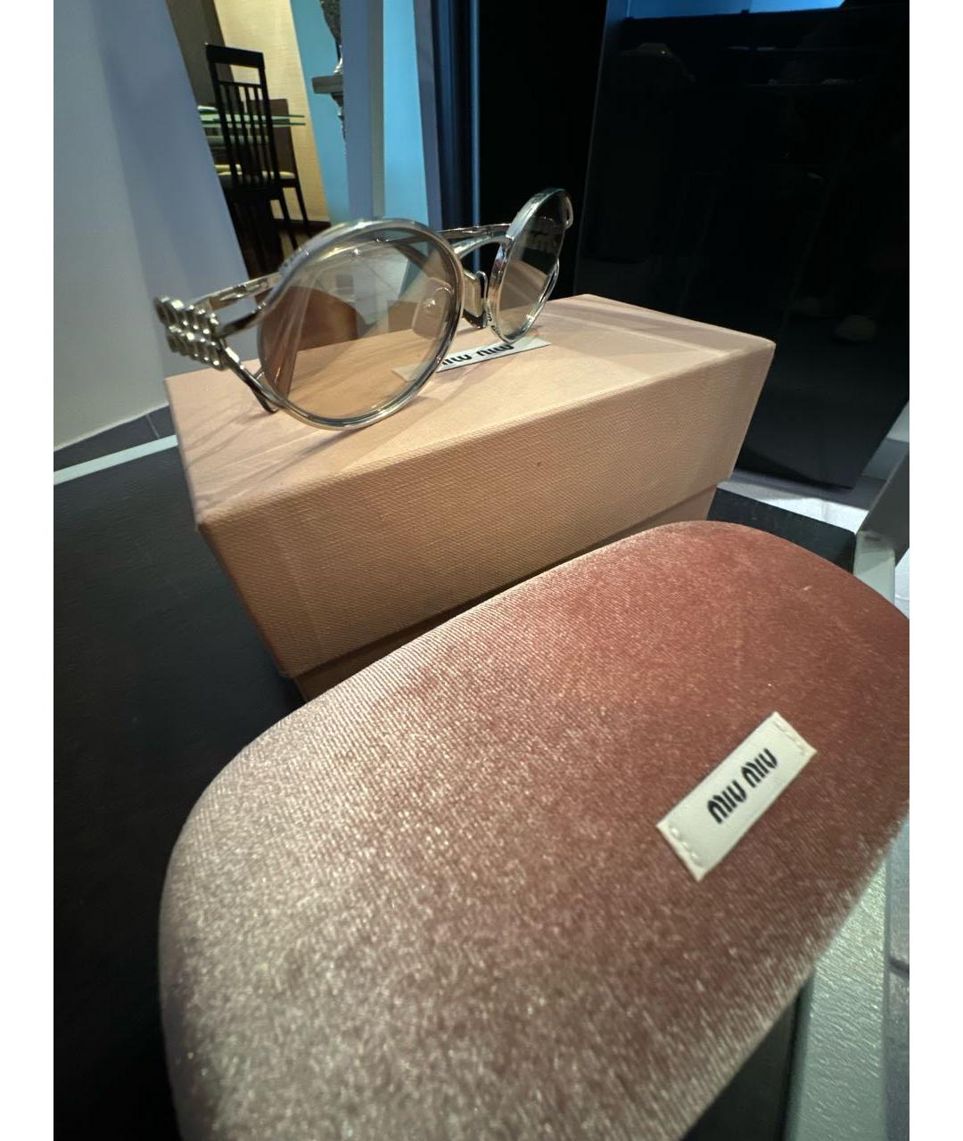 MIU MIU Серебряные металлические солнцезащитные очки, фото 5