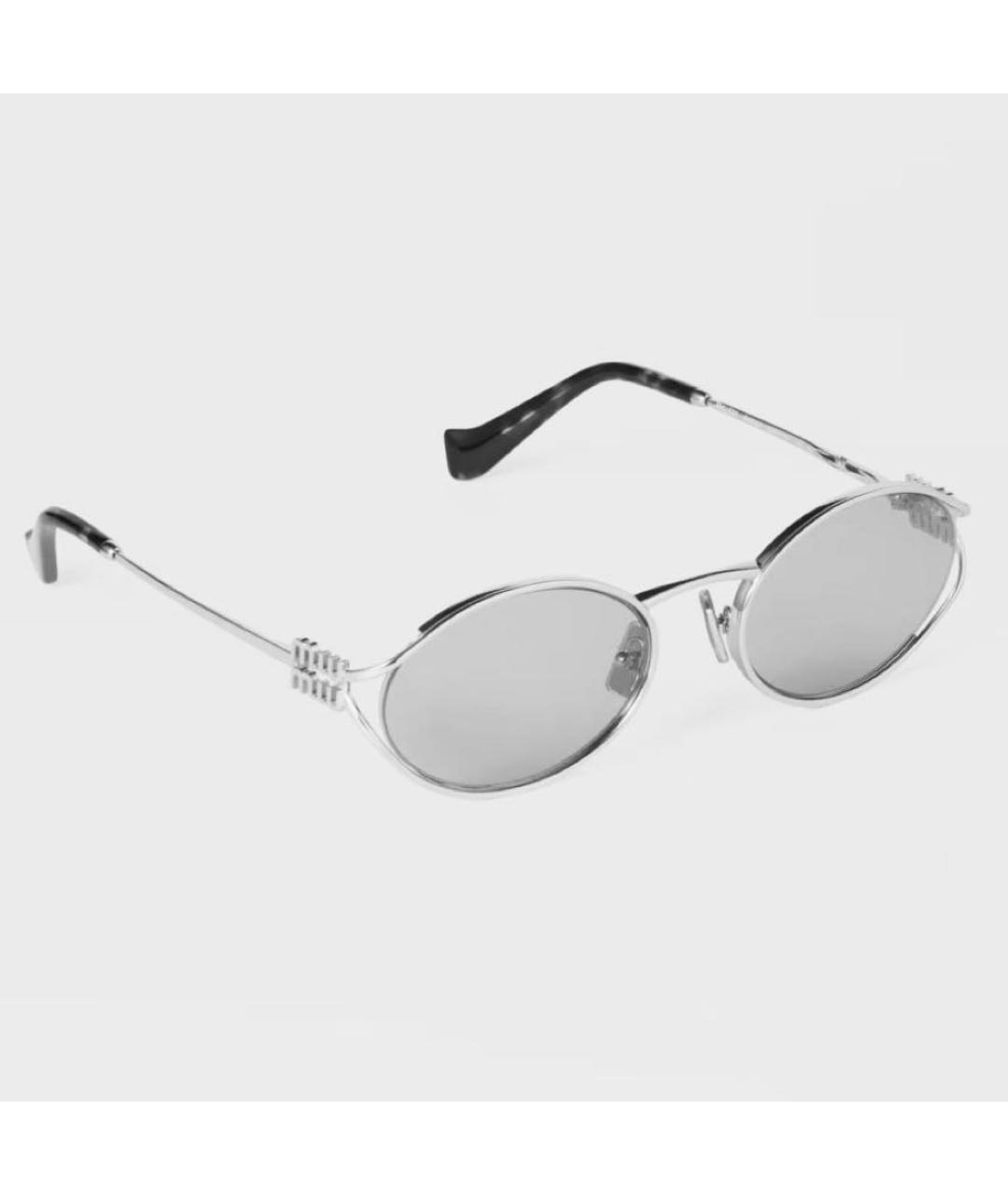 MIU MIU Серебряные металлические солнцезащитные очки, фото 6
