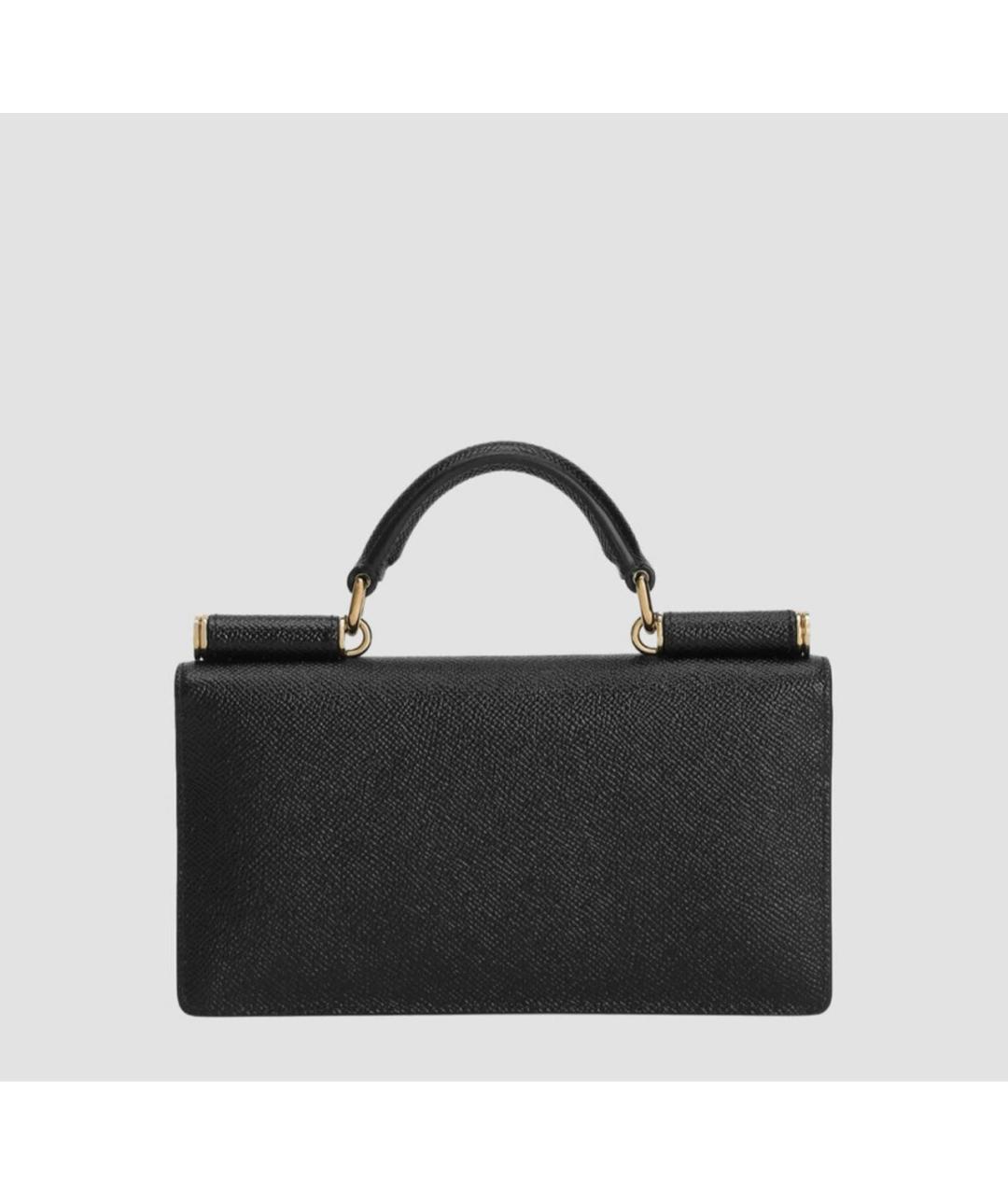 DOLCE&GABBANA Черная кожаная сумка с короткими ручками, фото 2