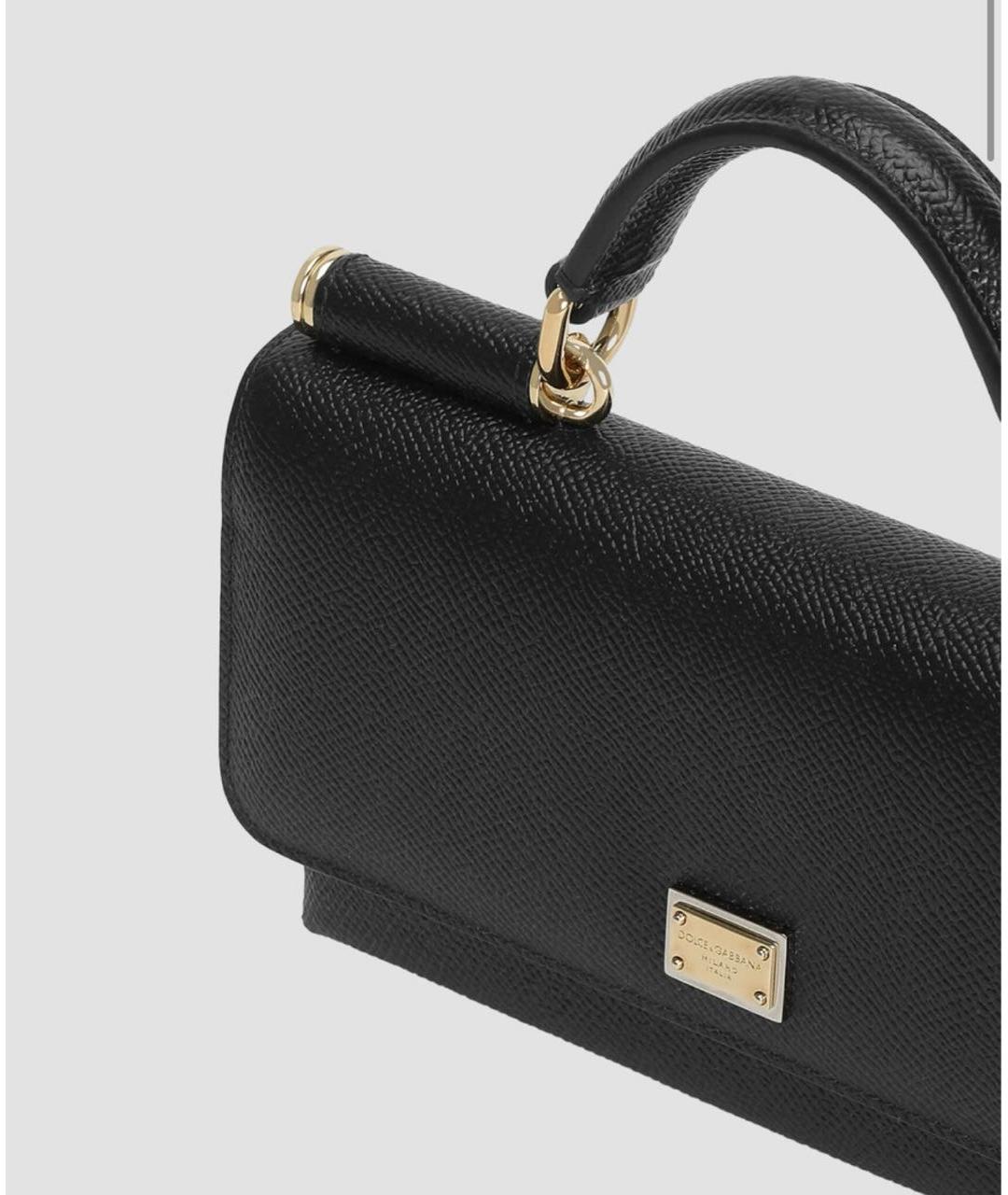 DOLCE&GABBANA Черная кожаная сумка с короткими ручками, фото 4