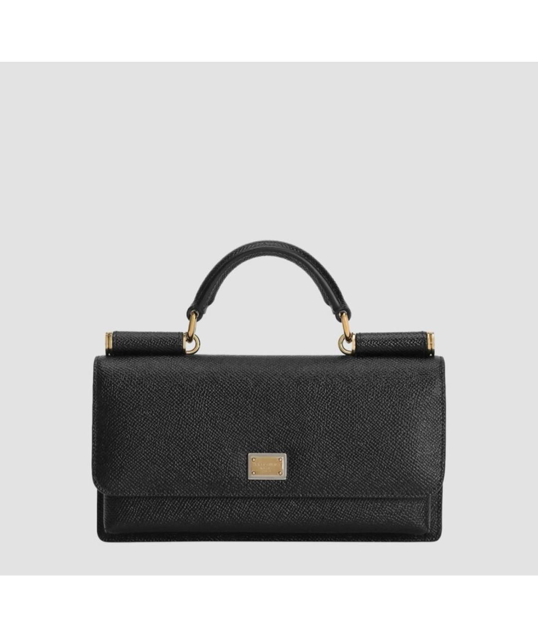 DOLCE&GABBANA Черная кожаная сумка с короткими ручками, фото 5