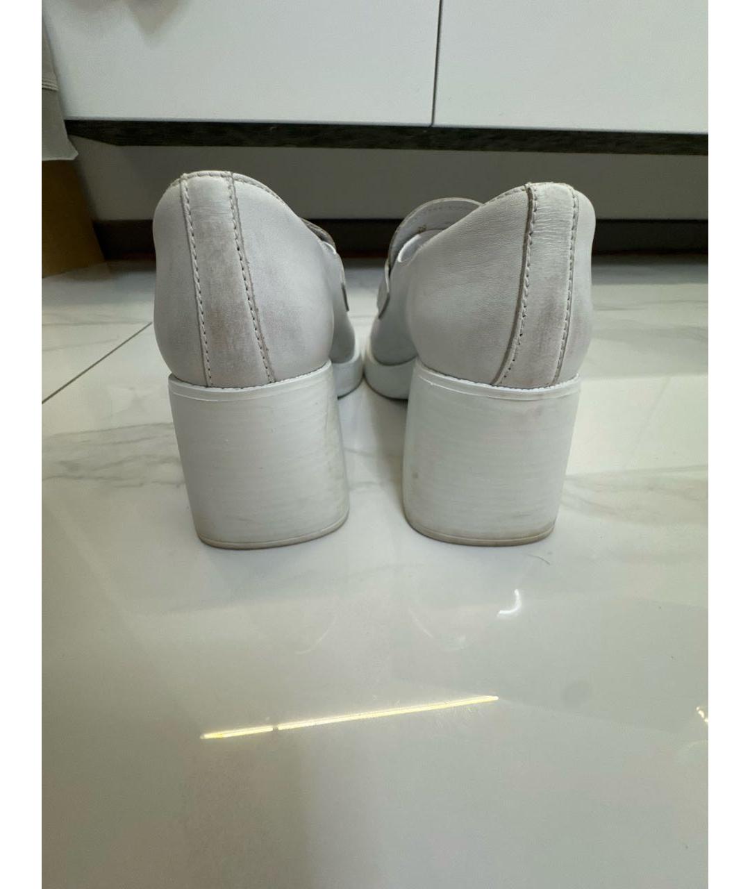 MIU MIU Белые кожаные лоферы, фото 4