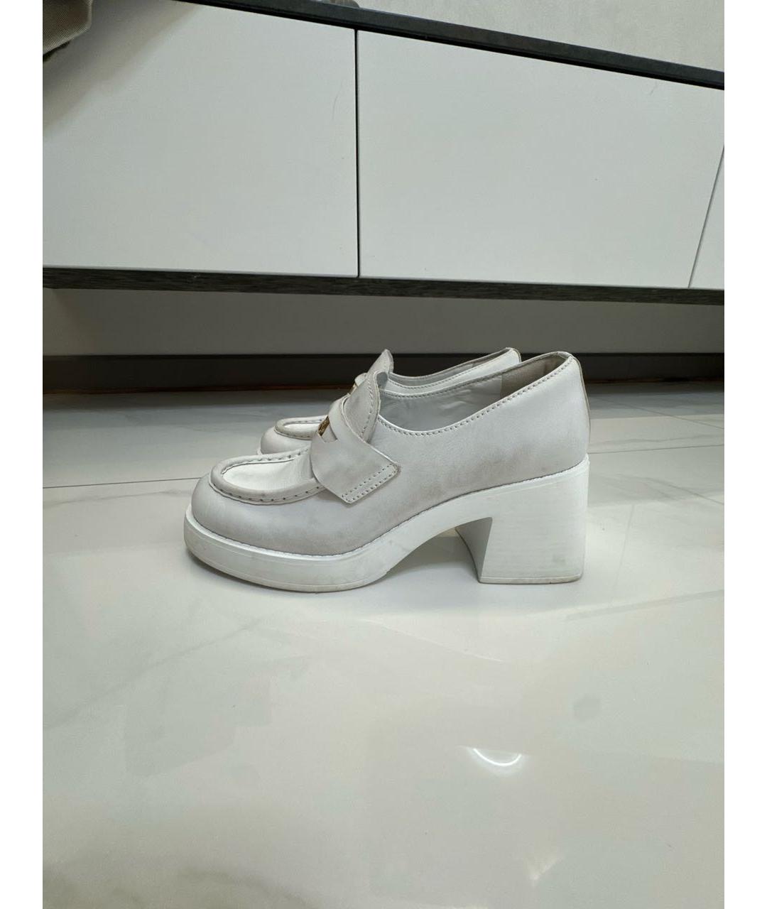 MIU MIU Белые кожаные лоферы, фото 5