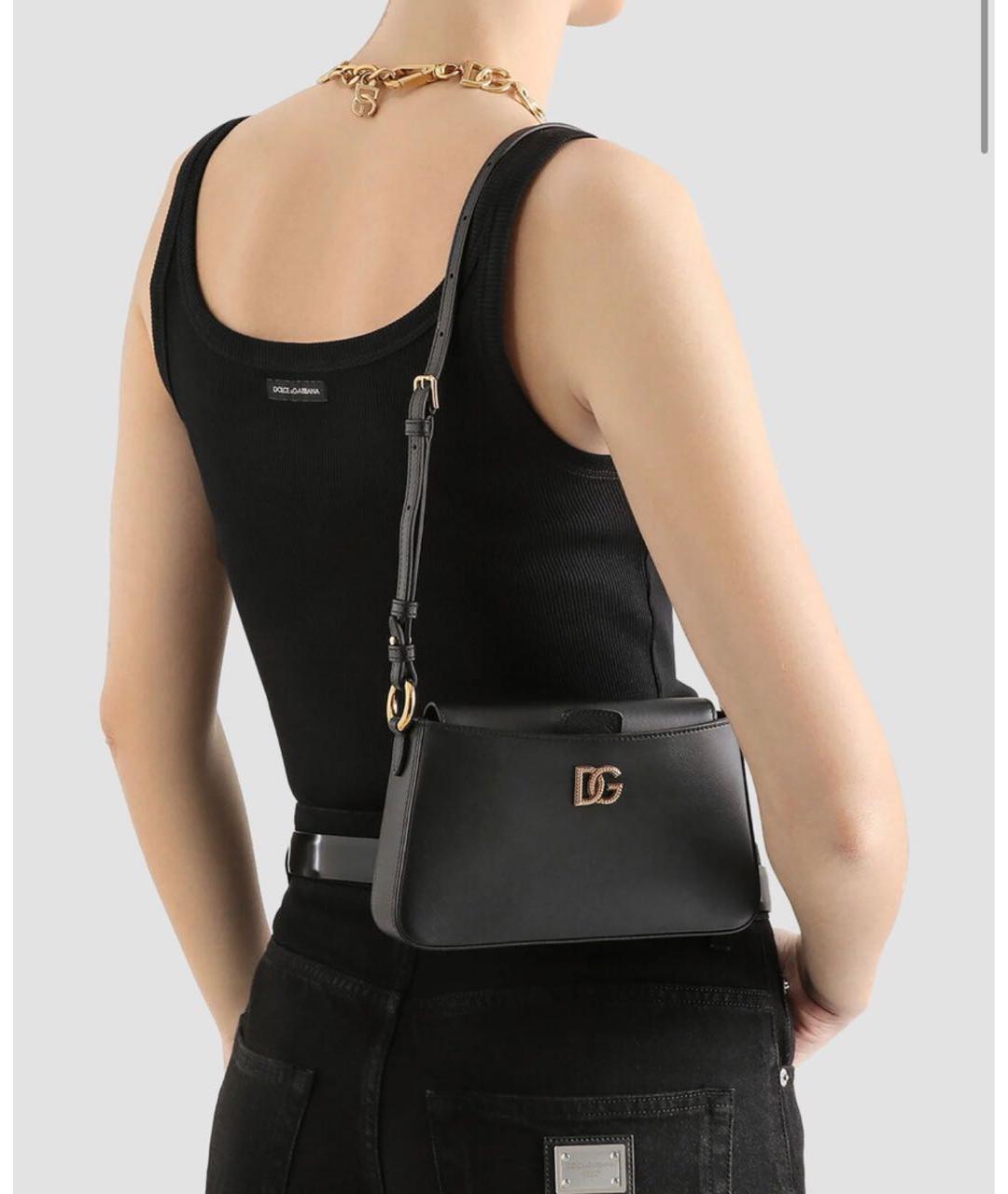 DOLCE&GABBANA Черная кожаная сумка через плечо, фото 6