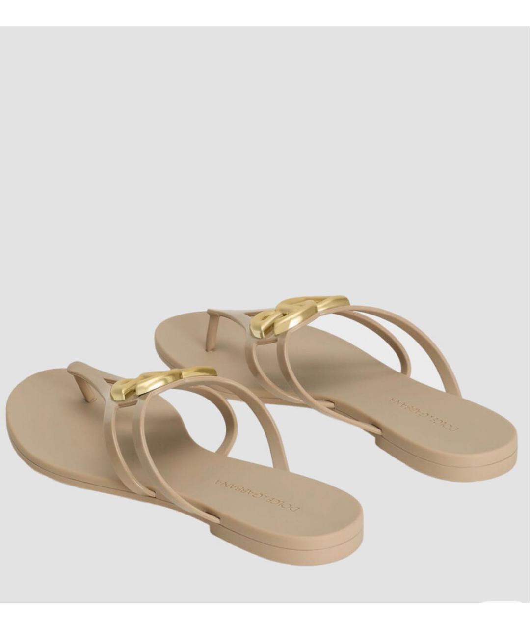 DOLCE&GABBANA Бежевые шлепанцы, фото 3