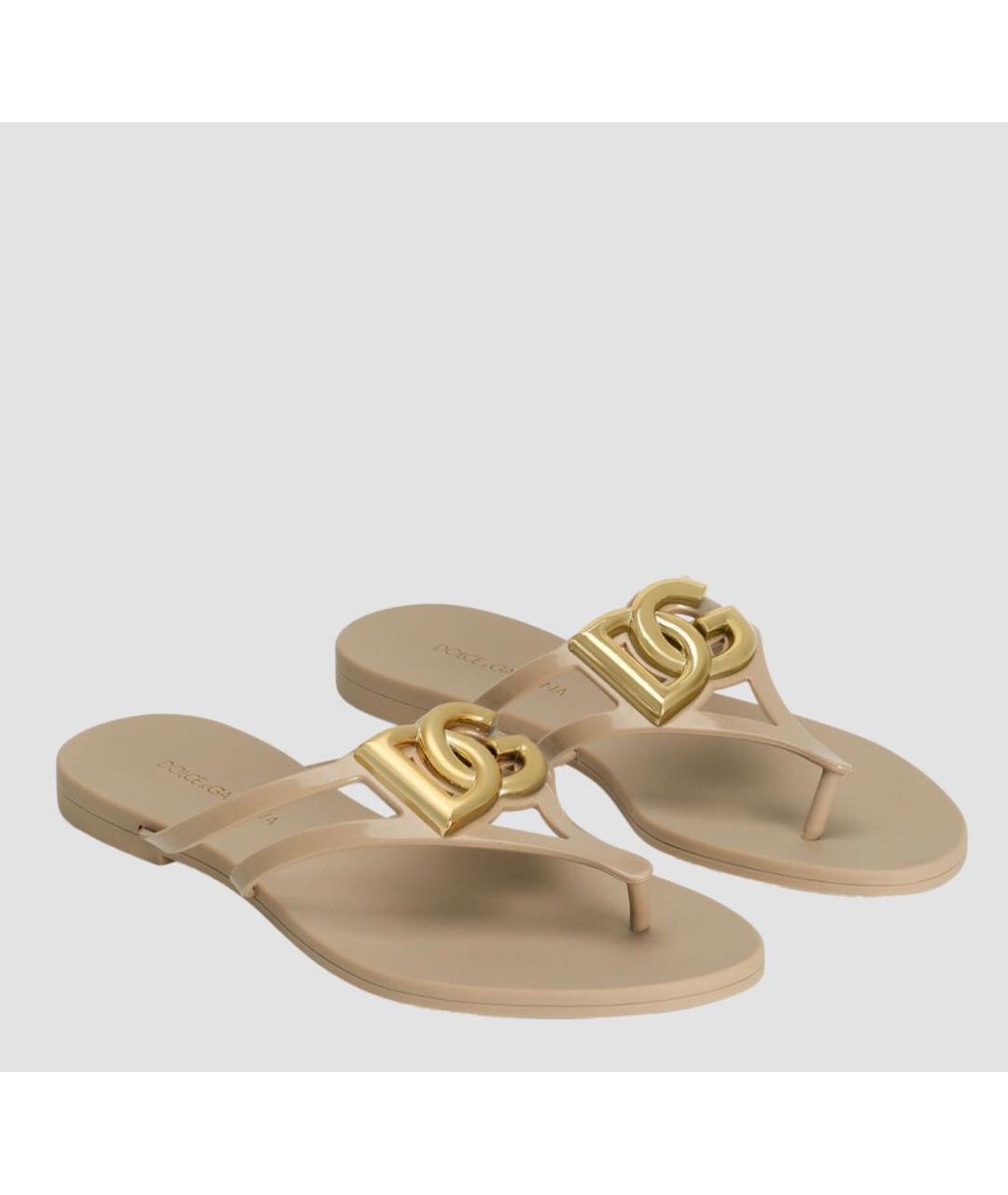 DOLCE&GABBANA Бежевые шлепанцы, фото 2