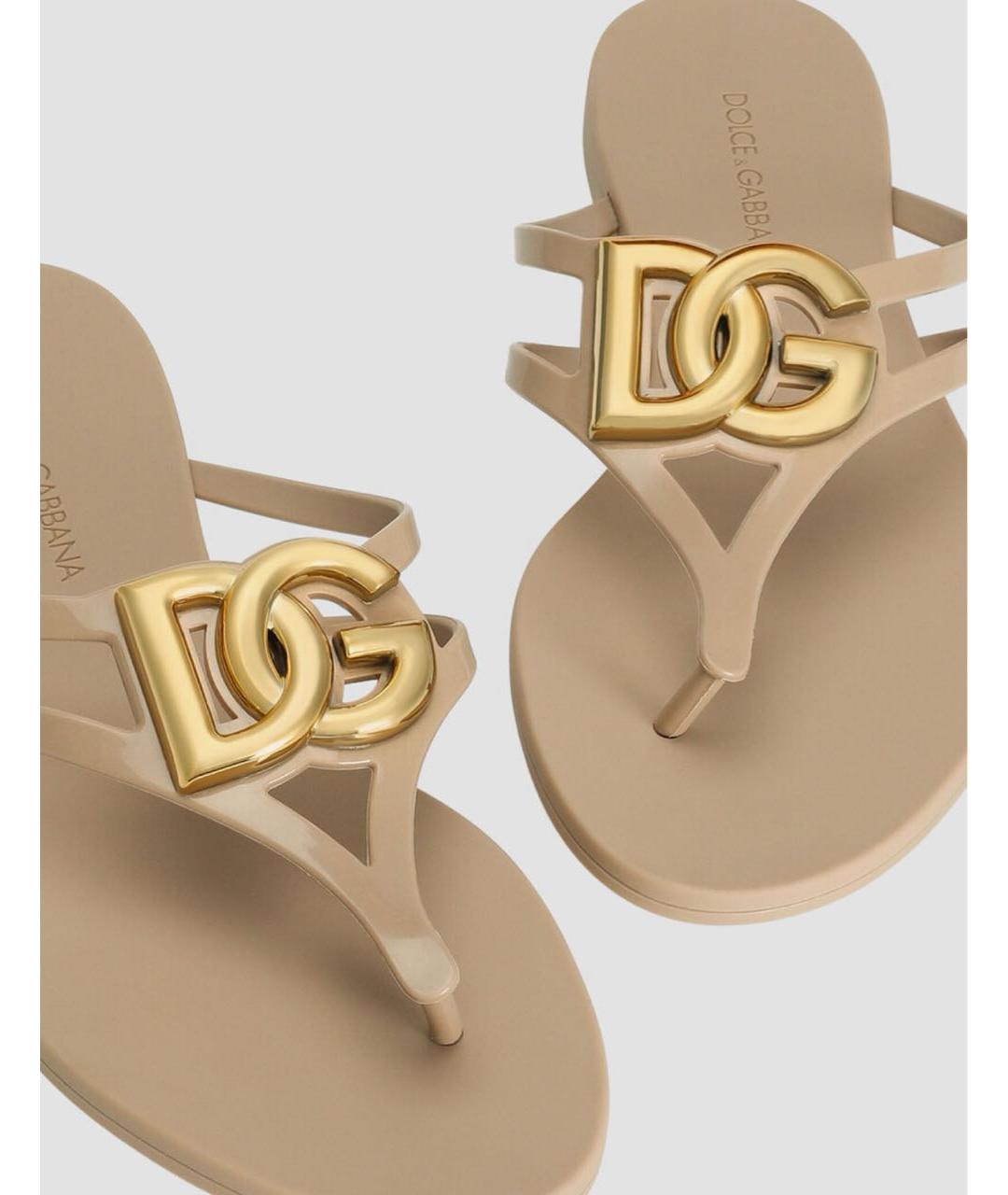 DOLCE&GABBANA Бежевые шлепанцы, фото 4