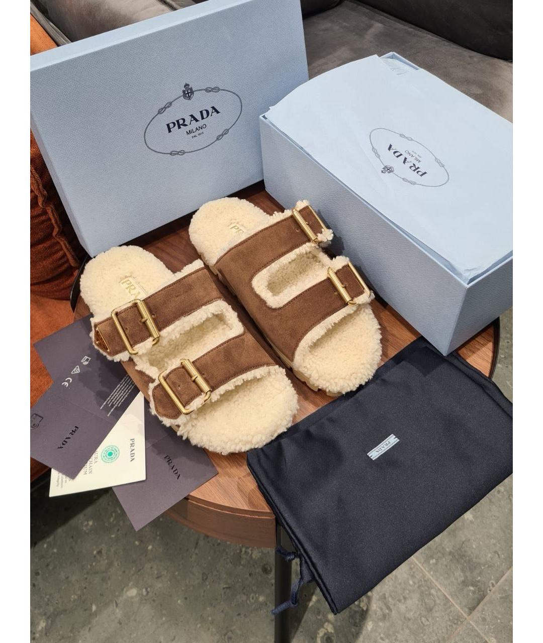 PRADA Коричневые кожаные сандалии, фото 2